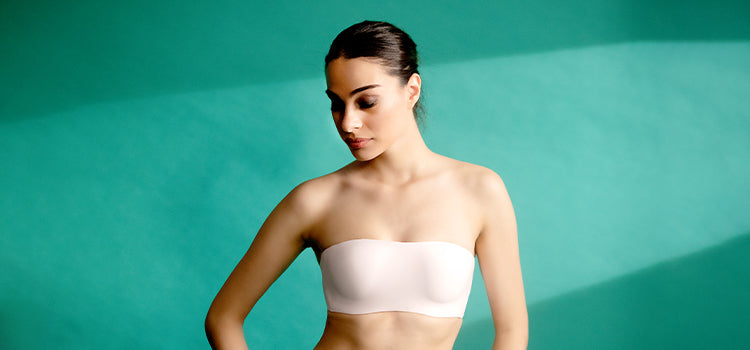 Basic Mold Padded Wired Half Cup Strapless Bandeau T Shirt Bras Beige