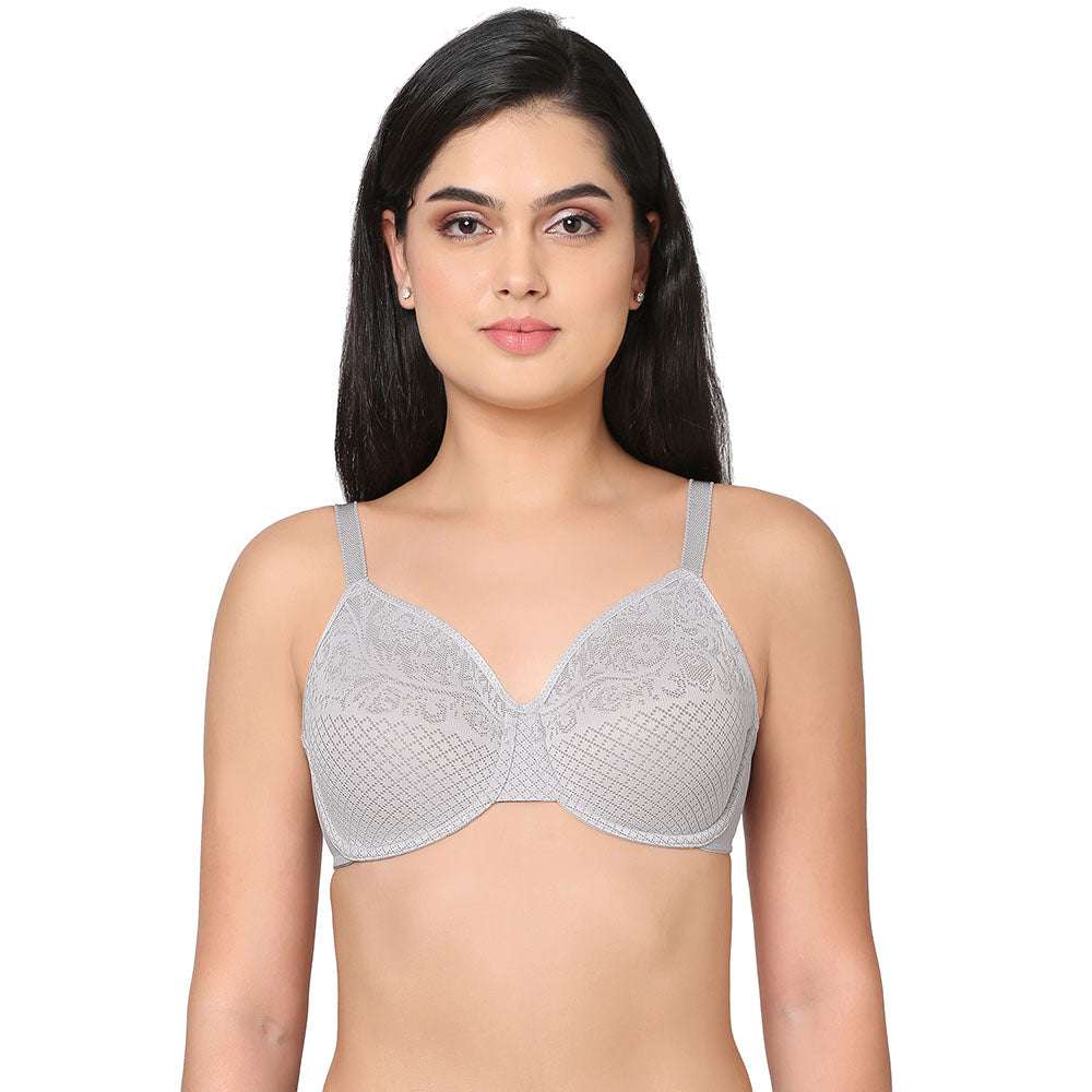  Womens Bra Plus Size Full Coverage Wirefree Non-Padded  Cotton 38DDD Grey