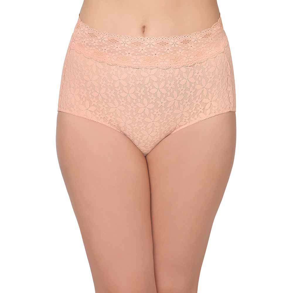 Buy Halo Lace High Waist Full Coverage Everyday Wear Lace Panty - Peach  Online