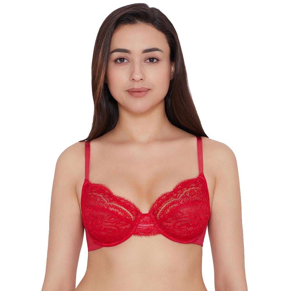 Non-Padded Lacy Bra (Red) at best price in Delhi