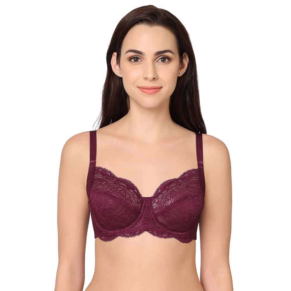 Buy Comfortable Maroon Lace Bra From Large Range Online