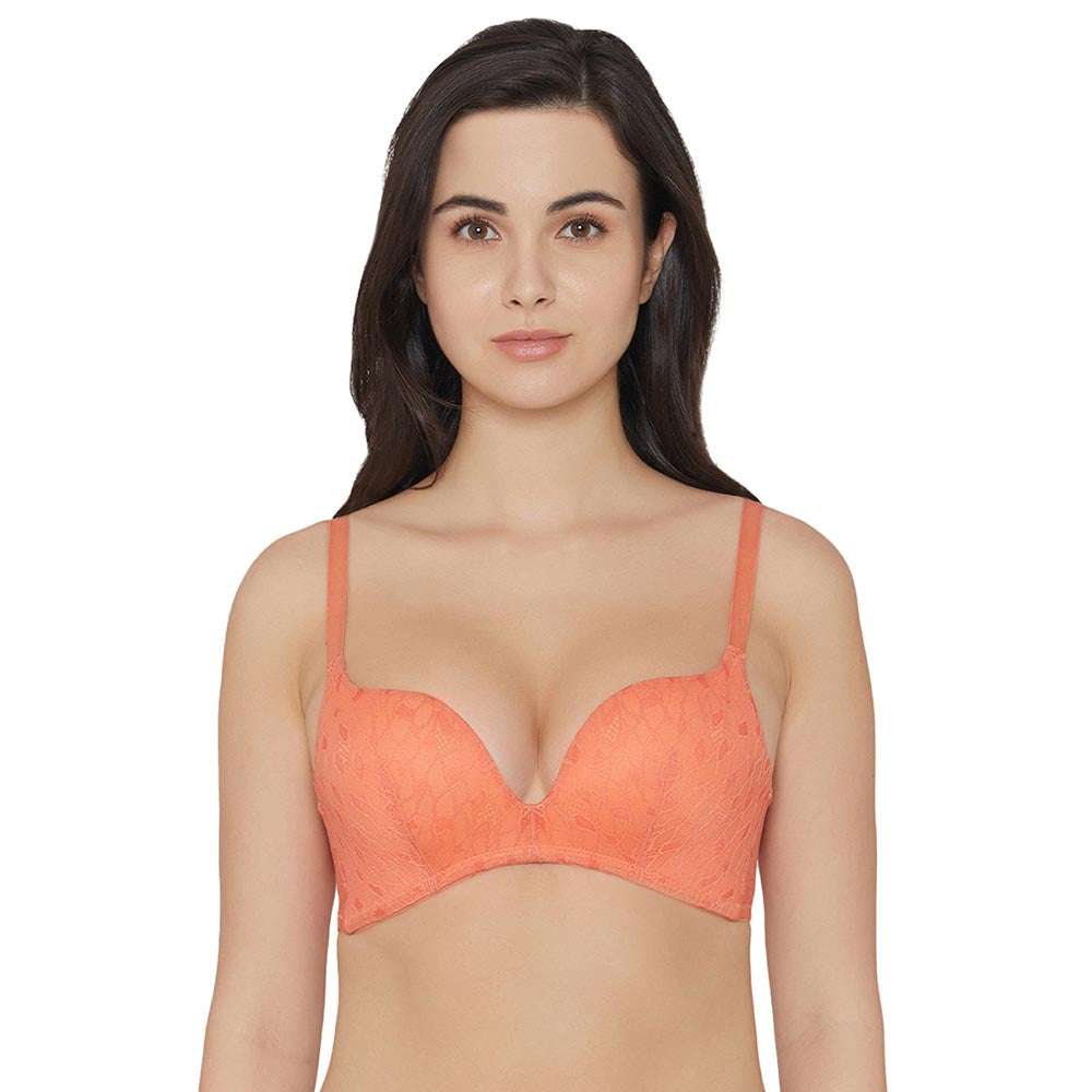 Buy WHITE JACQUARD-LACE-TRIM PADDED BRA for Women Online in India