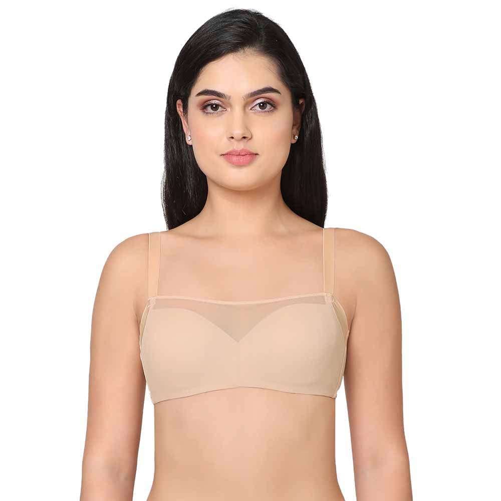Contour Padded Wired 3/4th Coverage Mesh Fashion Bra - Beige