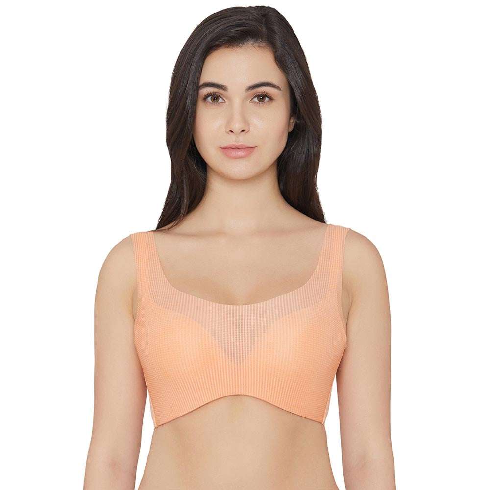 Aura Padded Non-wired 3/4th Cup Everyday Wear Full coverage Bralette -  Orange