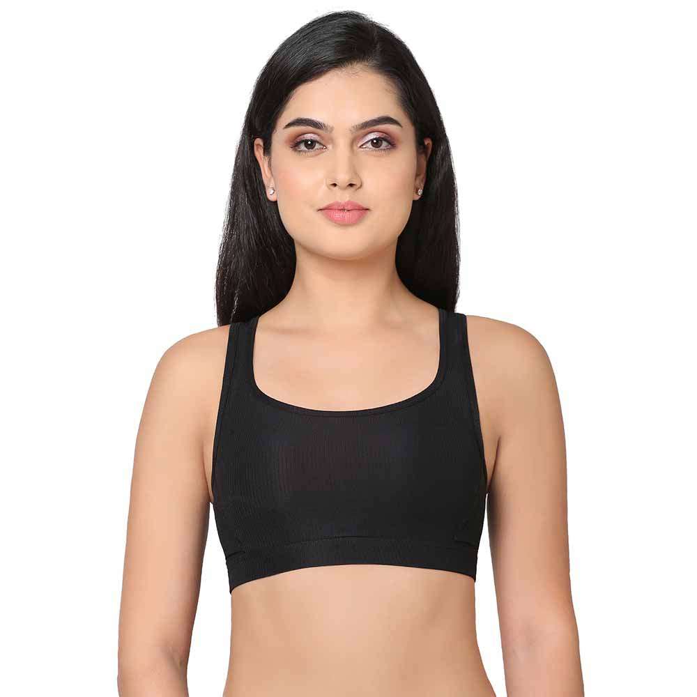 Cotton Non Padded Sports Wire Bra Full Coverge Color Grey For Gym Size 34 