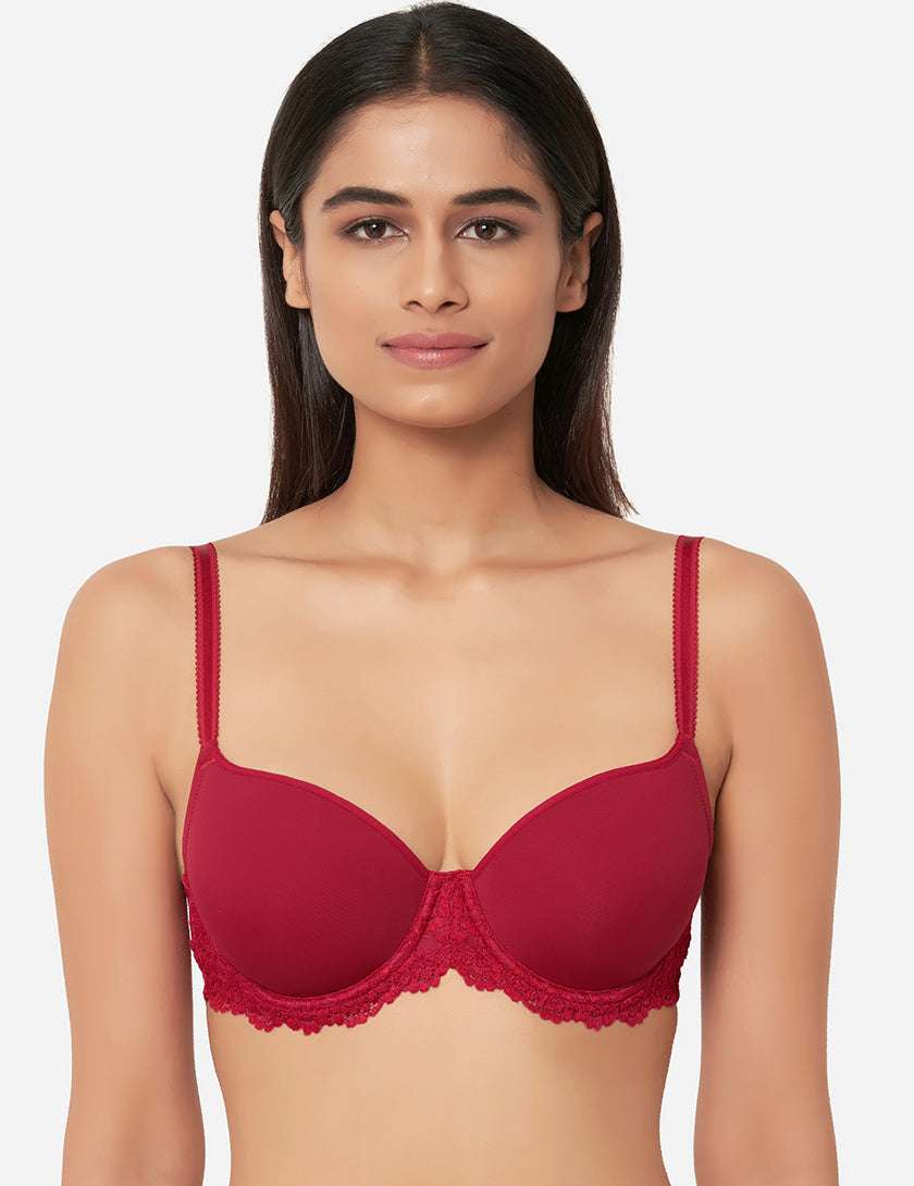 Wacoal Womens Embrace Lace Underwire Molded Cup Bra,Persian Red,38 B