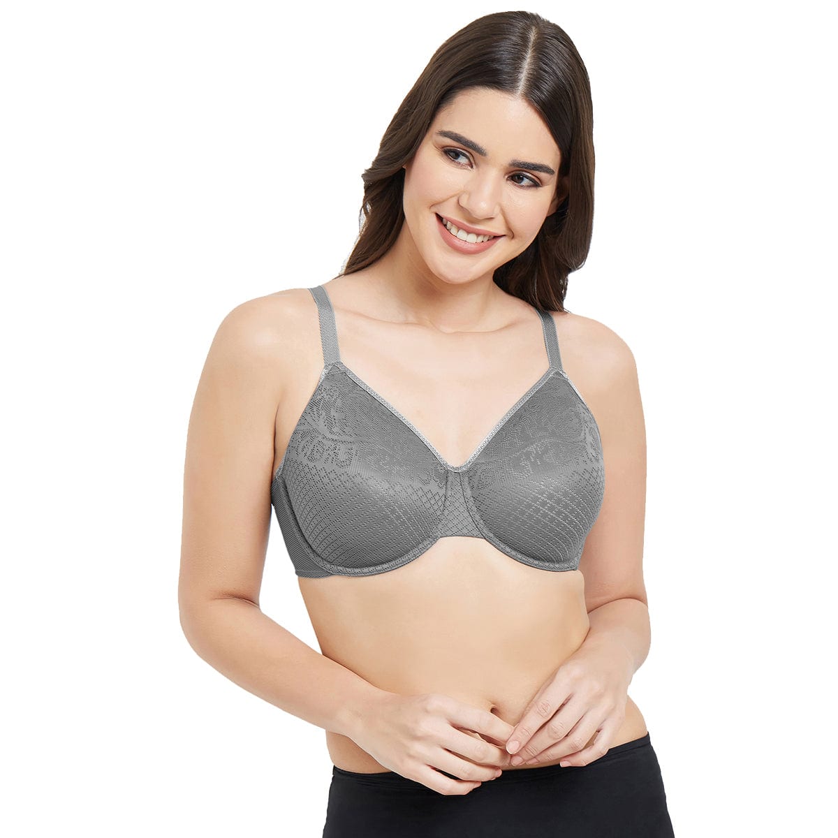 Buy Wacoal Nylon Non Padded Underwired Lace Bra -851205 - Blue (36F) Online