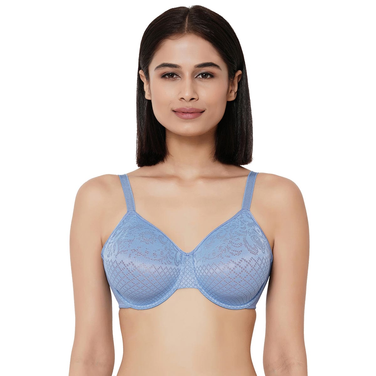 Women Full Coverage Non Padded Lace Sheer Underwire Minimizer Bra