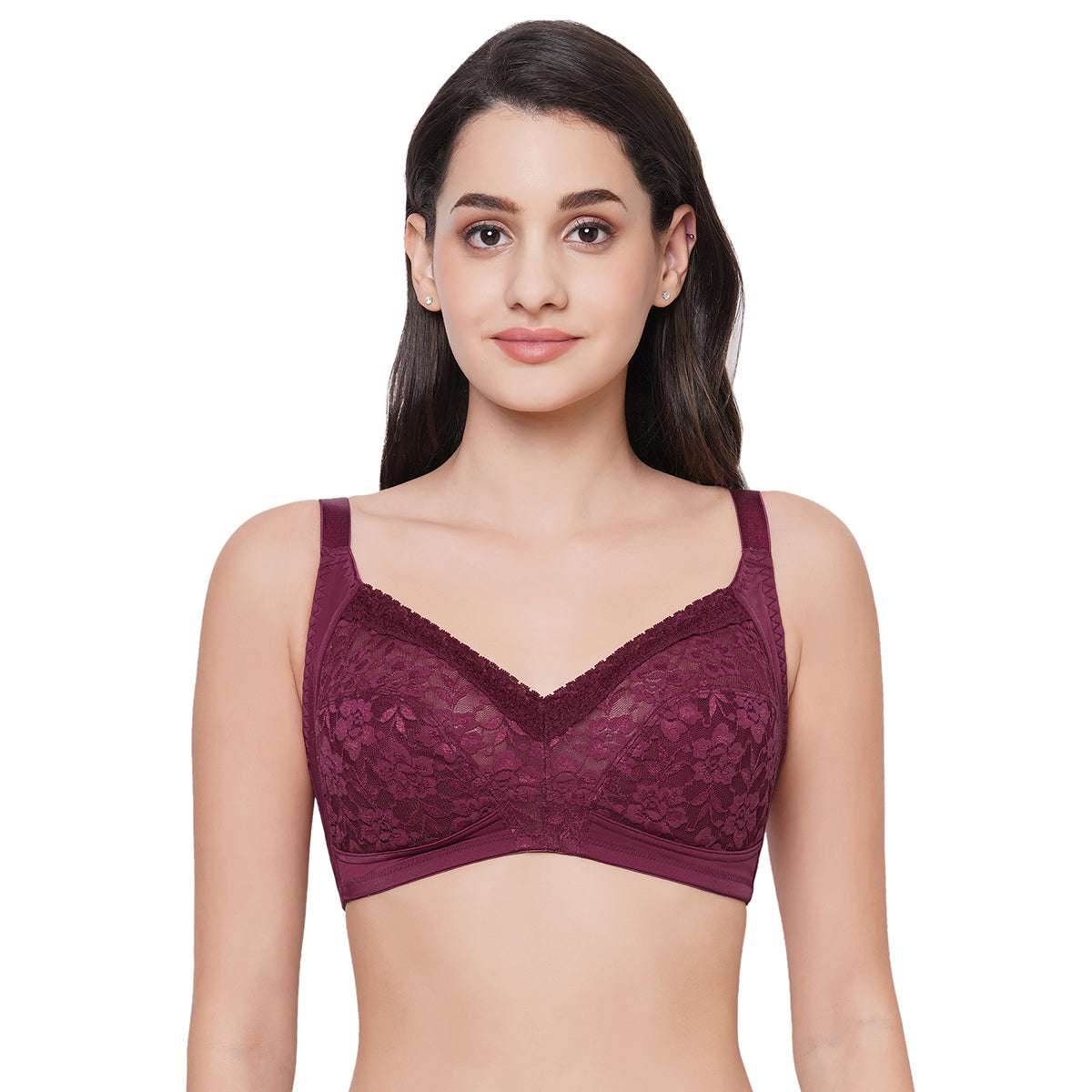 Grace Non-Padded Non-Wired Full Coverage Plus Size Bra - Maroon