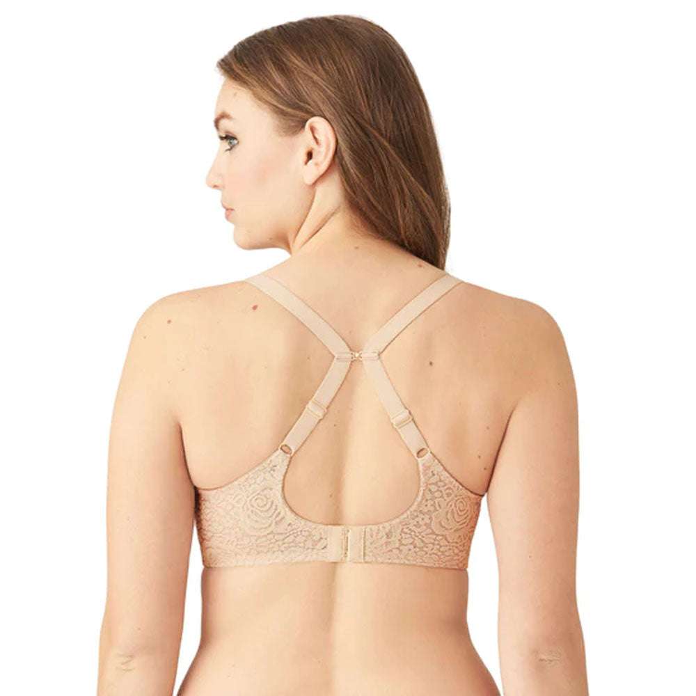 Halo Lace Non-Padded Wired Full Cup Lace Everyday Comfort Bra - Beige