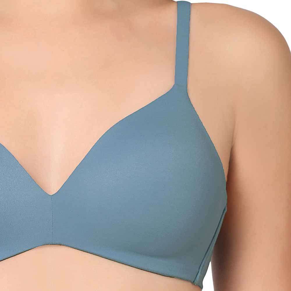 Buy How Perfect Padded Non-wired 3/4th Cup Everyday Wear Seamless T-Shirt  Bra - Blue Online