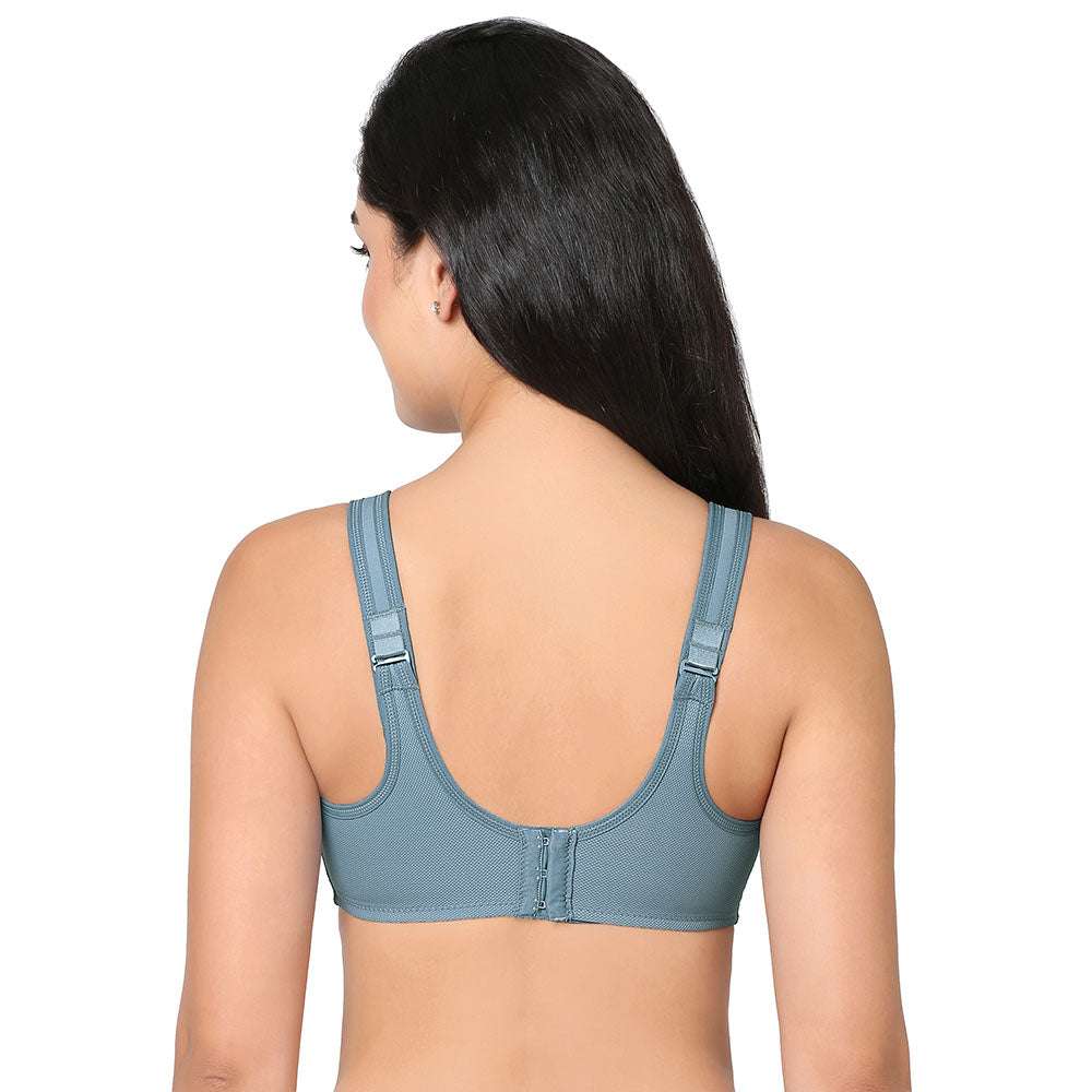 Sport Non Padded Wired Full Coverage Full Support High Intensity Sports Bra  - Blue