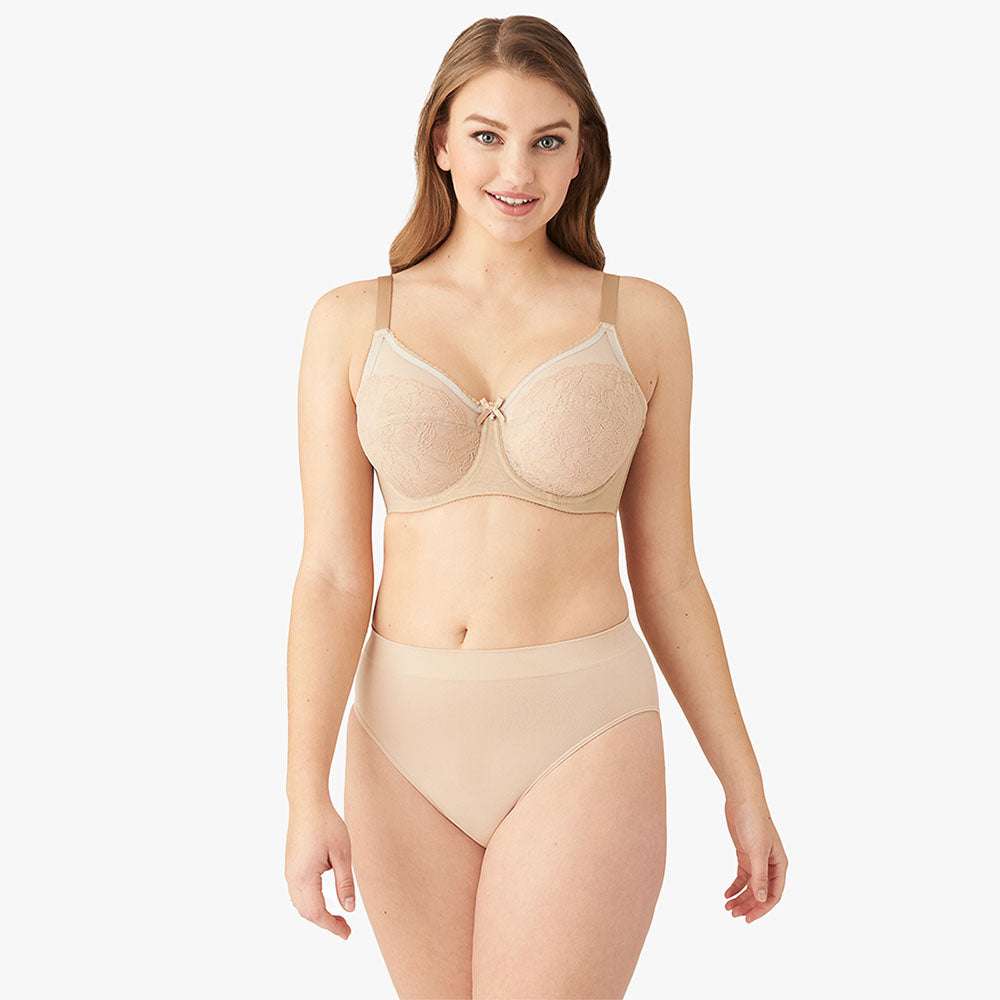 Wacoal Retro Chic Non-Padded Wired Full Coverage Full Support Everyday  Comfort Bra - Beige (34F)