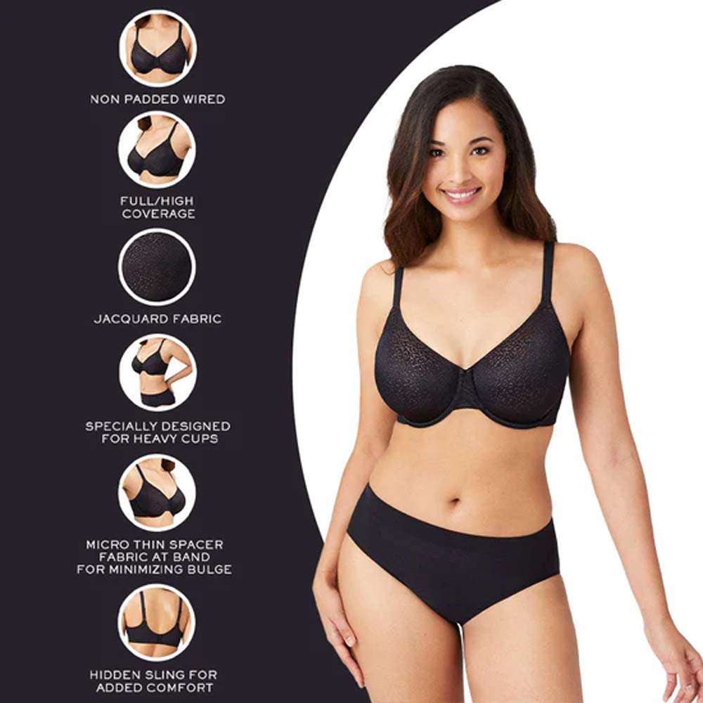 Back Appeal Non Padded Wired Full Cup Everyday Wear Plus Size Comfortable  Full Support Bra - Black