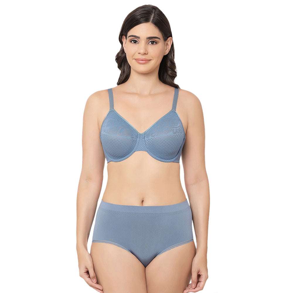 Visual Effects Non Padded Wired Full Cup Everyday Wear Plus Size Full  Support Minimizer Bra - Blue