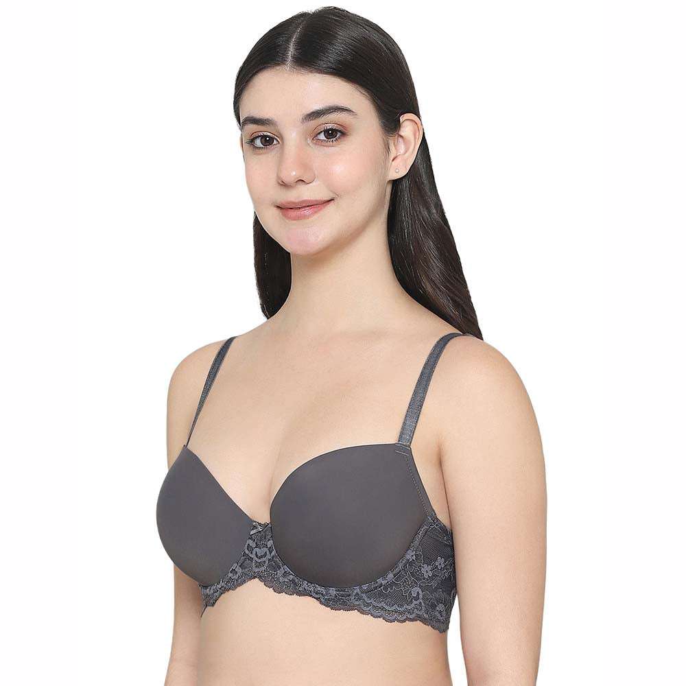 Buy Balcony & Beyond Padded Wired Half Cup Everyday Wear Smooth Finish  Fashion Bra - Grey Online