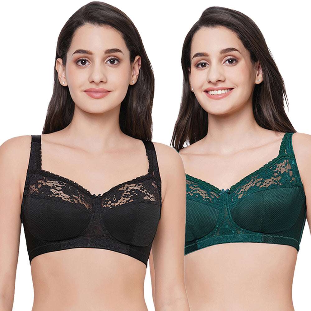 Wacoal Women’s Charming Illusion| Non Padded | Non Wired |Full Cup|Plus  Size| Full Support | Pack of 2 | Minimizer Bra