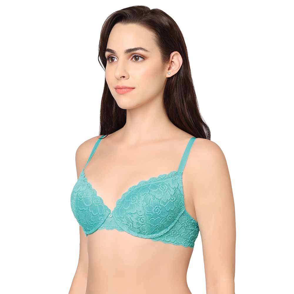 Strapless Bras for Women Full Coverage Push-Up Bralettes Lace Blue