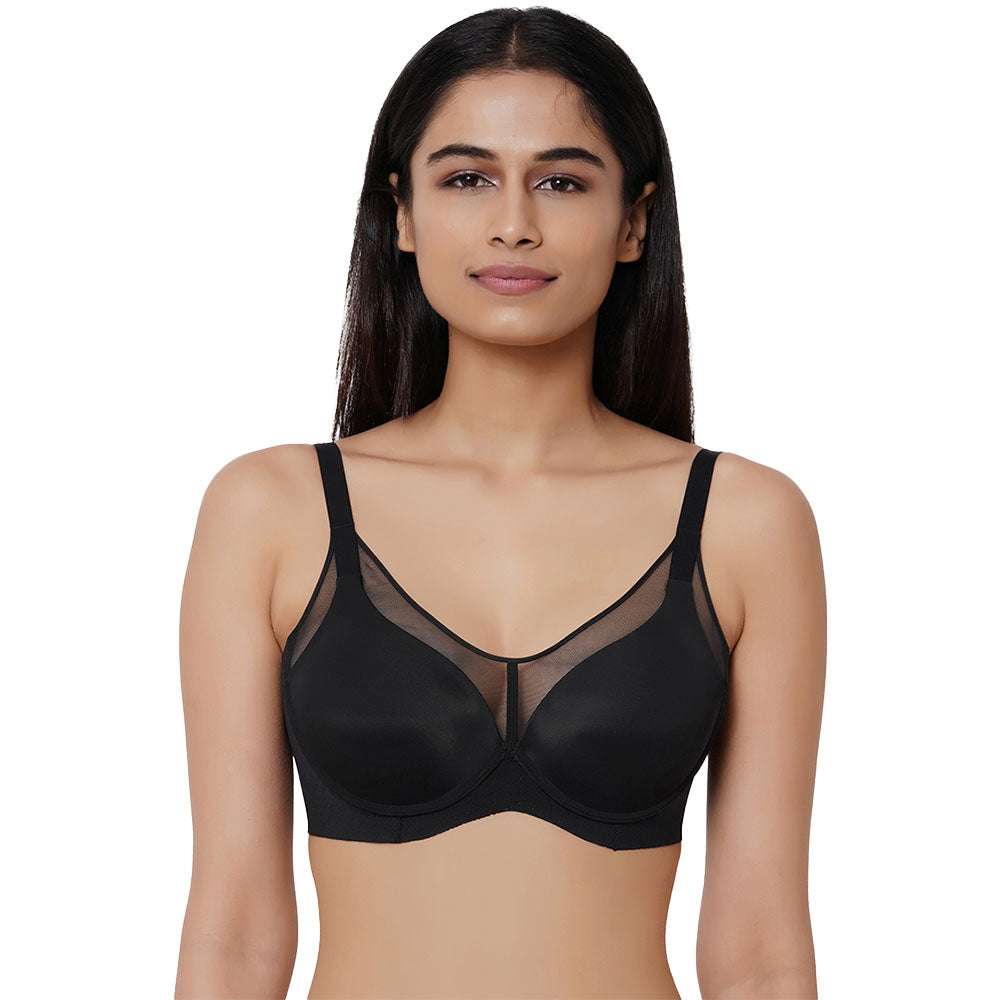 Buy Non-Padded Non-Wired Full Cup Bra in Black - Lace Online India