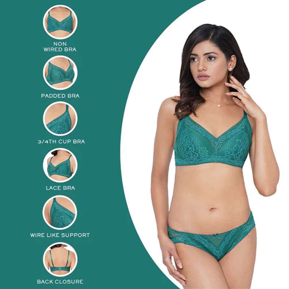Green Jacquard Non Padded Bras 2 Pack, Sale & Offers
