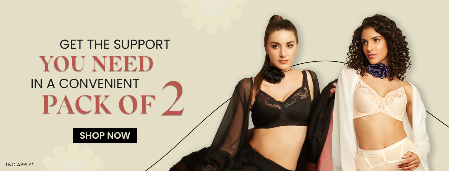 Buy online Pack Of 2 Solid Bra And Panty Set from lingerie for