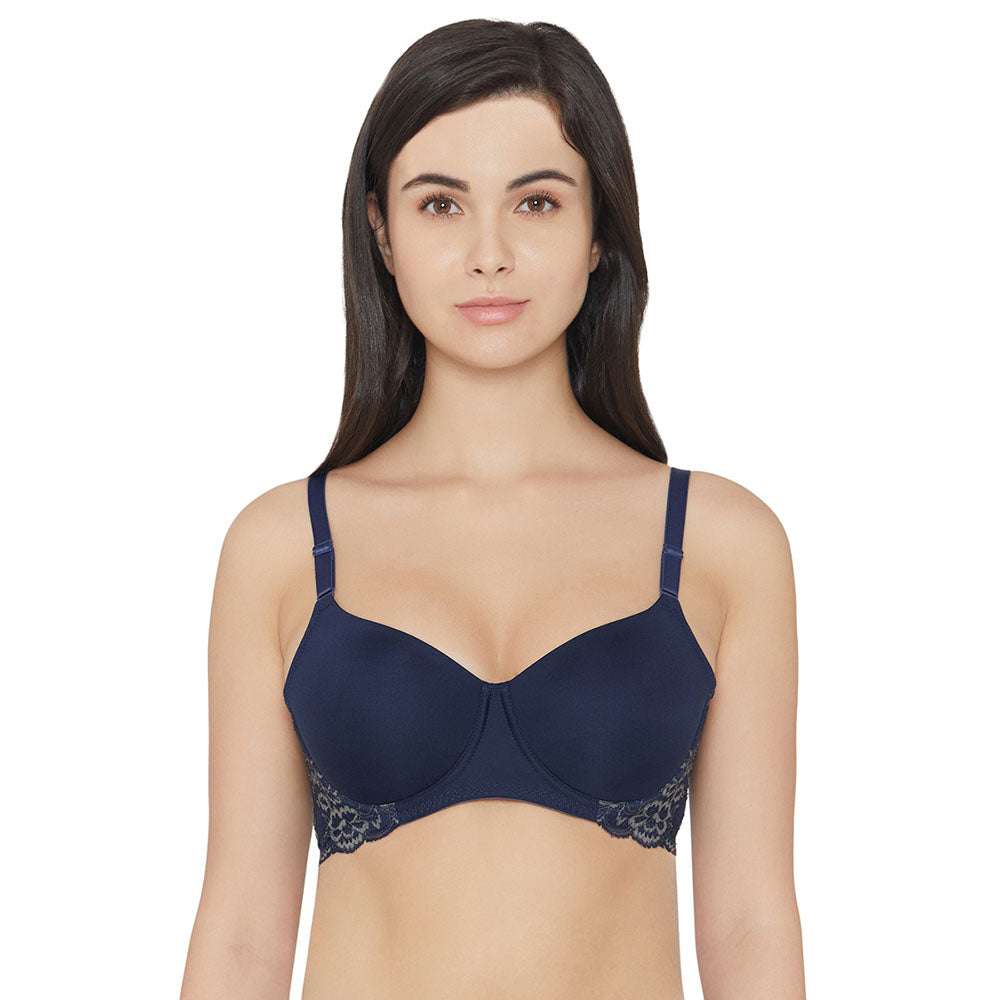 Buy Zephyr Padded Non Wired 3/4Th Cup Push-Up Lacy Plunge Bra - Orange  Online