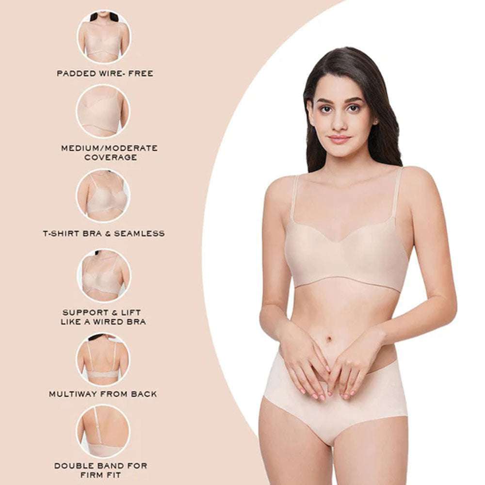 Comfortable Bras, Seamless Wire Free Everyday Bras , V Neck Soft And Light  Basic Bras For Women