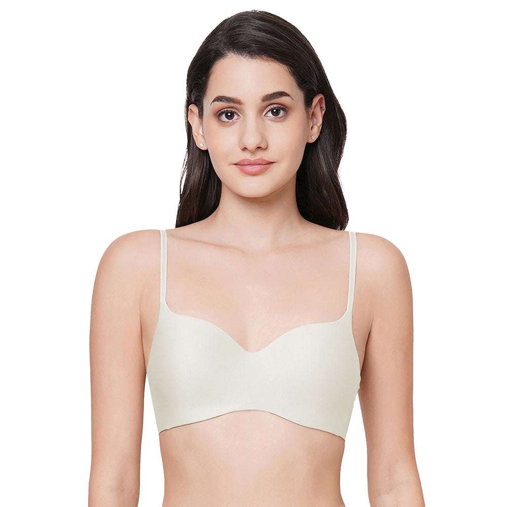 Cotton Casuals Padded Non-Wired Printed T-Shirt Bra - Soft Lilac