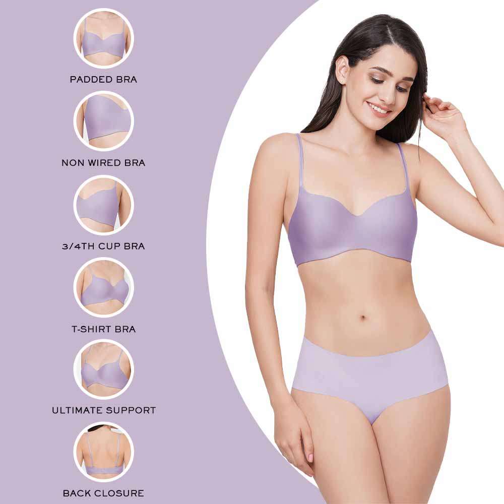 Buy Padded Non-Wired Demi Cup Bra in Cream Colour Online India
