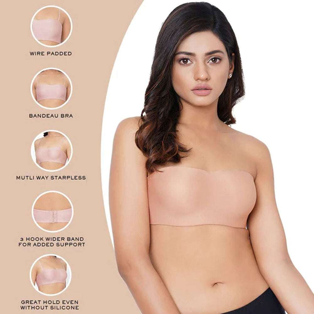 Buy Basic Mold Padded Wired Half Cup Strapless T-Shirt Bras - Beige Online