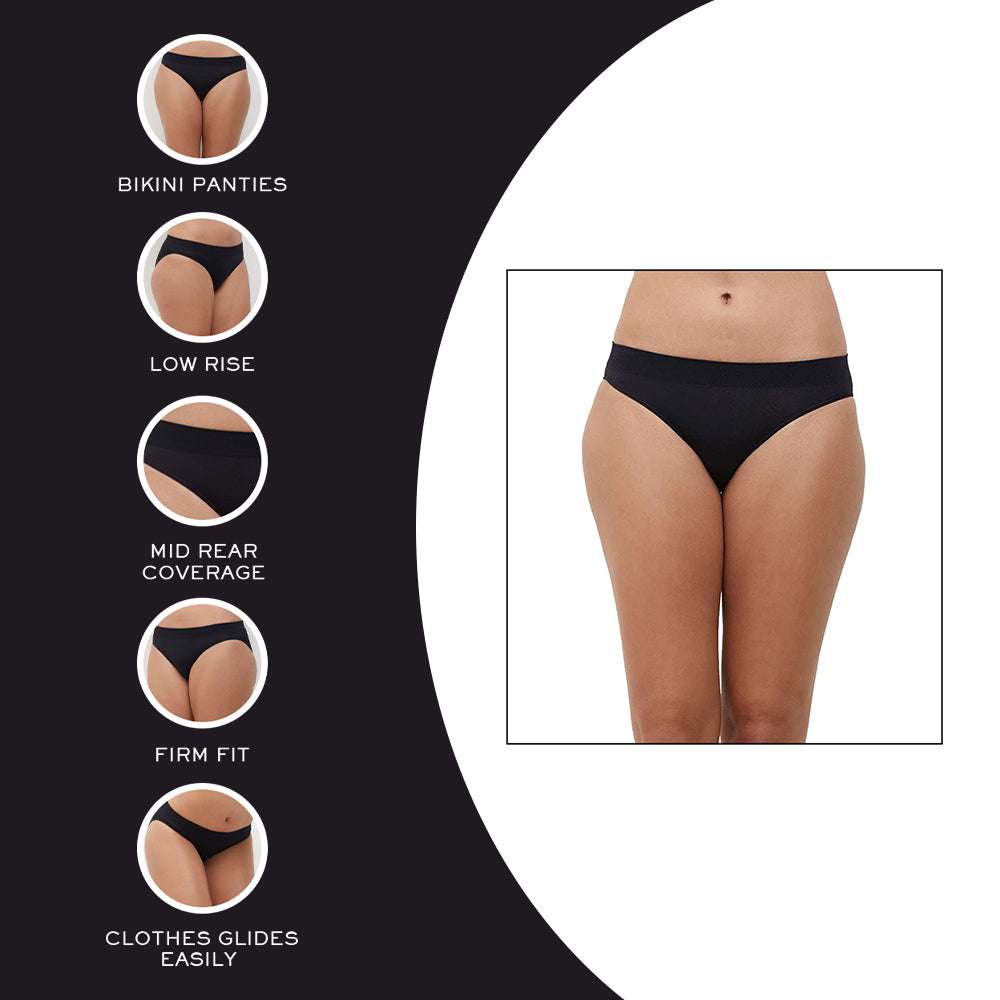 B-Smooth Low Waist Medium Coverage Solid Bikini Seamless Panty - Black