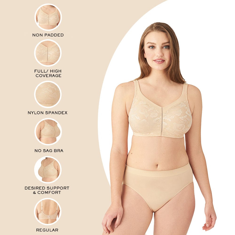 Buy Wacoal Women's Grace Non Padded Non-Wired Full Cup Pack Of 2 Full  Support Beige Bra Online