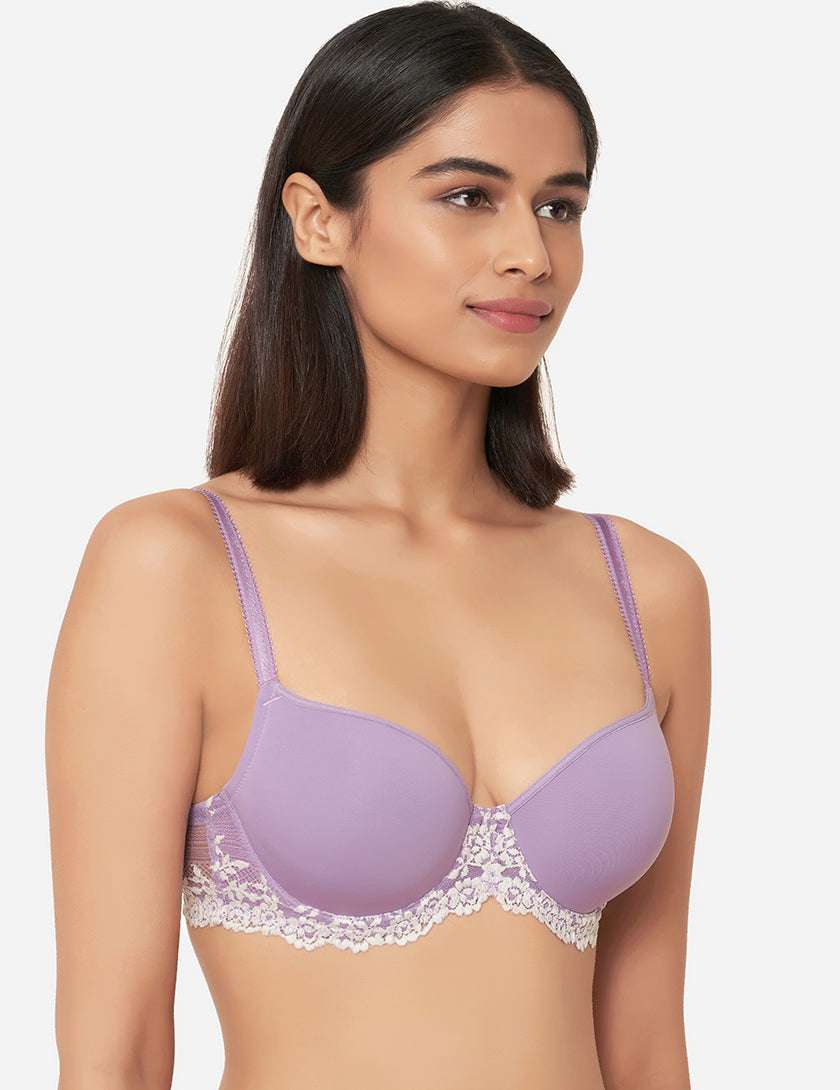 Buy Embrace Lace Padded Wired 3/4 Cup Lace T-Shirt Spacer Cup Bra - Lavender  Online