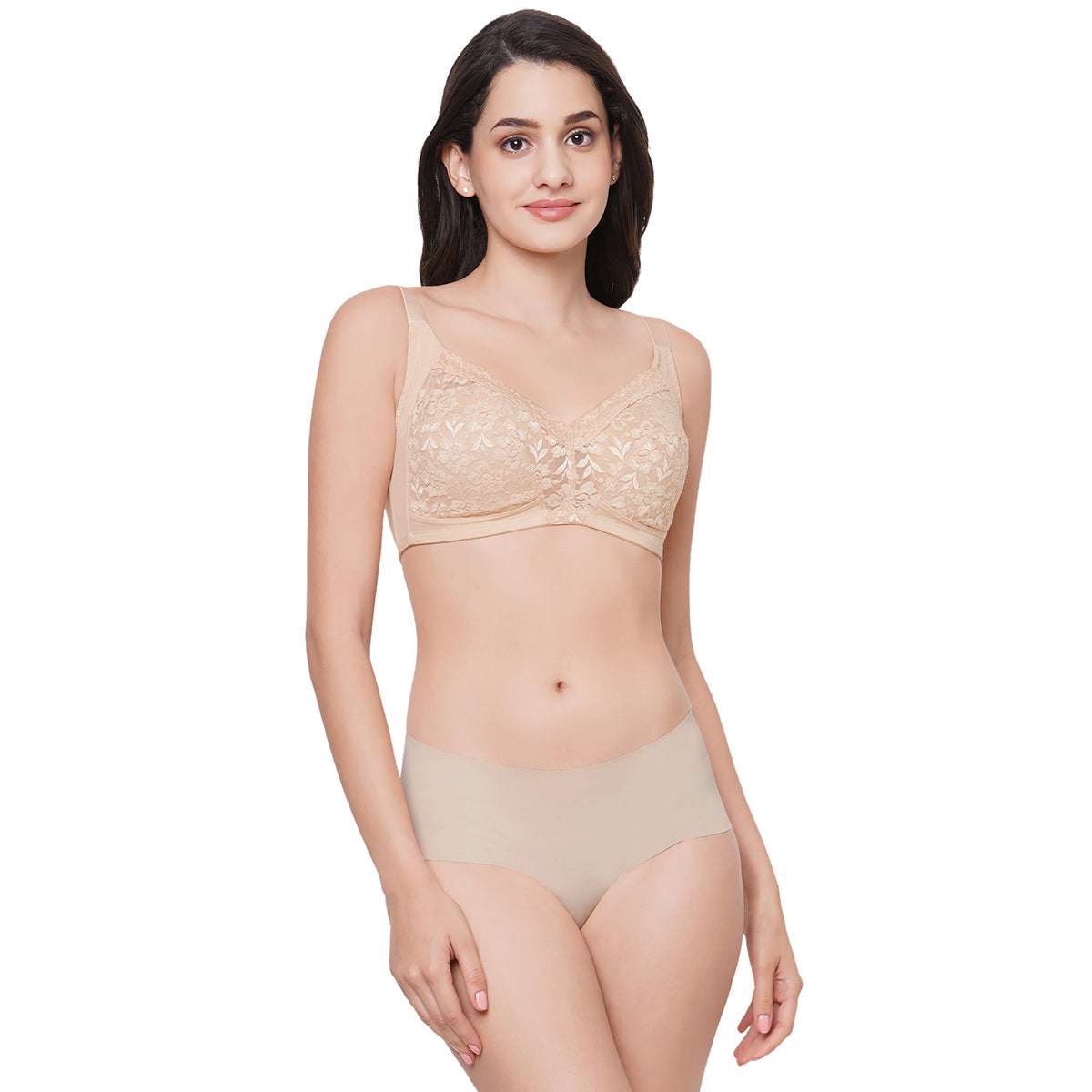 Grace Non-Padded Non-Wired Full Coverage Plus Size Bra - Beige