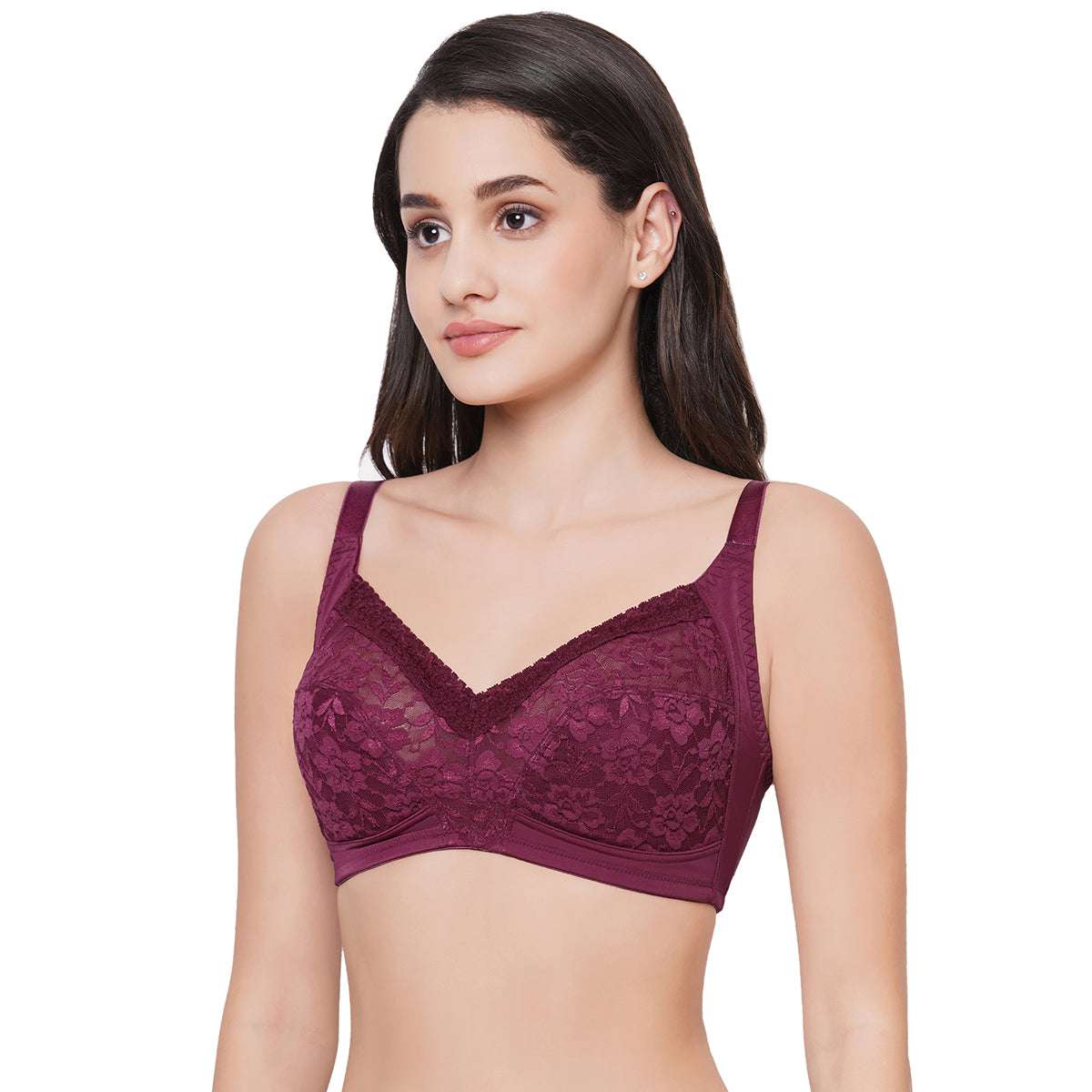 Grace Non-Padded Non-Wired Full Coverage Plus Size Bra - Maroon