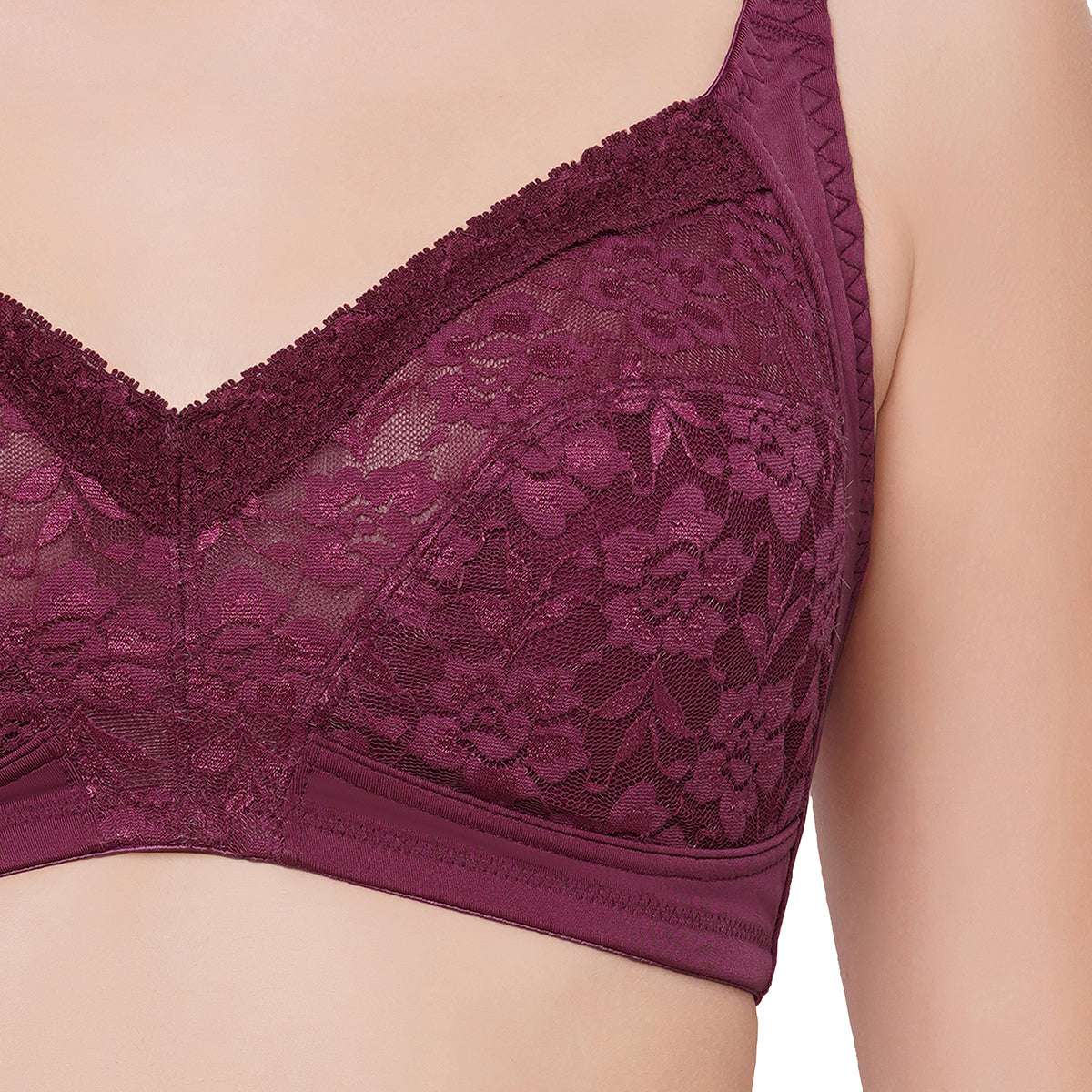 Buy Grace Non-Padded Non-Wired Full Coverage Plus Size Bra - Maroon Online