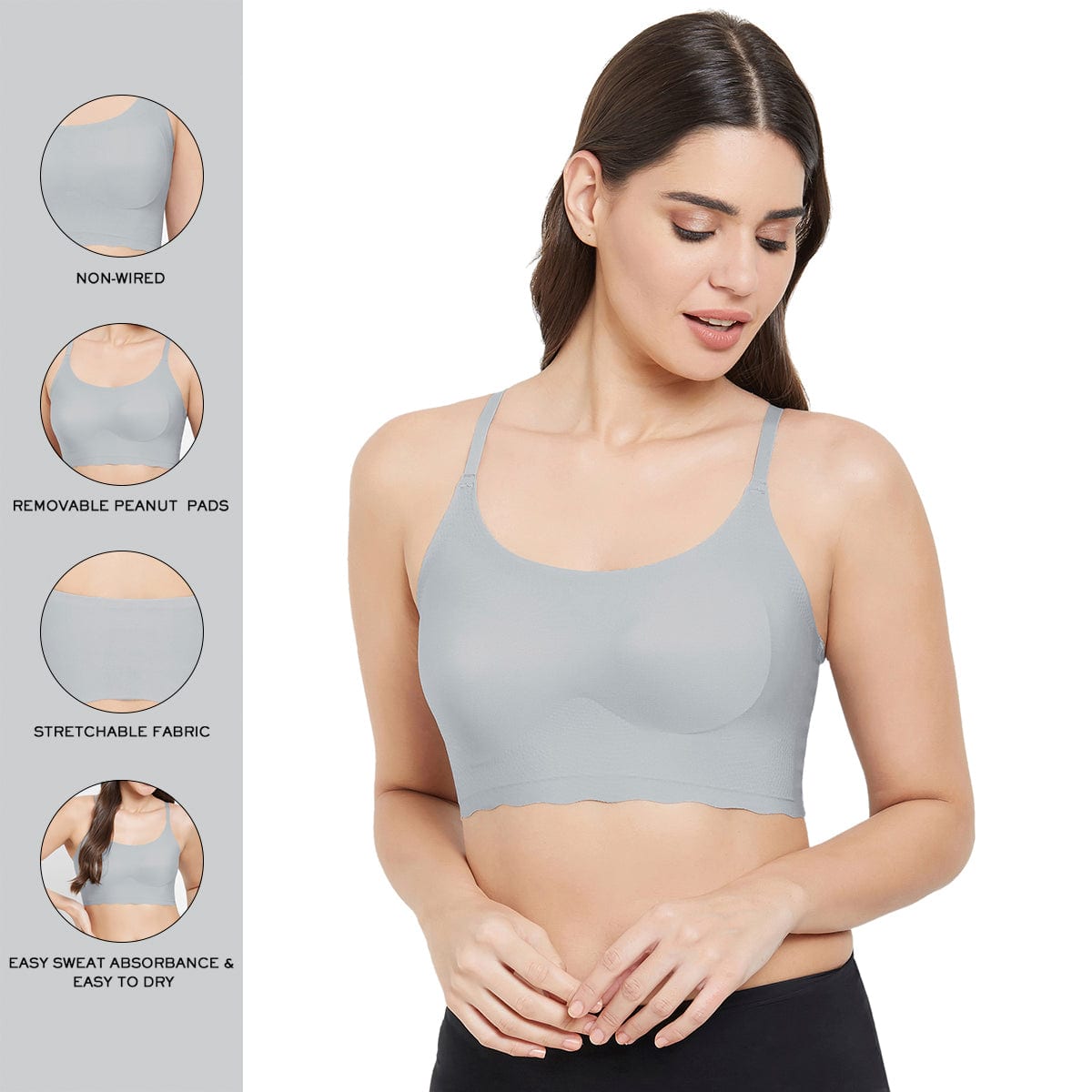 Buy Gococi Padded Non Wired Full Coverage Seamless T-Shirt Bra - Grey  Online