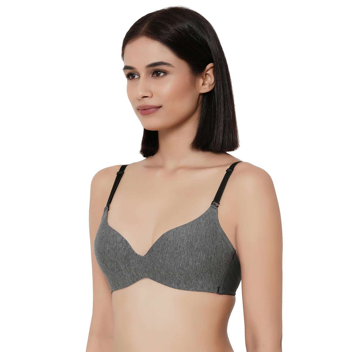 Buy Synchro Padded Non-Wired 3/4th Cup Everyday Wear T-shirt Bra - Grey  Online