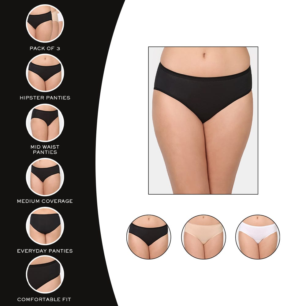 Buy DUKAWA Womens Underwear Cotton Soft Breathable Hipster Stretch Bikini  Low Rise Comfy Underpants Full Coverage Panties Ladies Briefs 6 Pack  (Small,Black & Gray) Online at desertcartINDIA