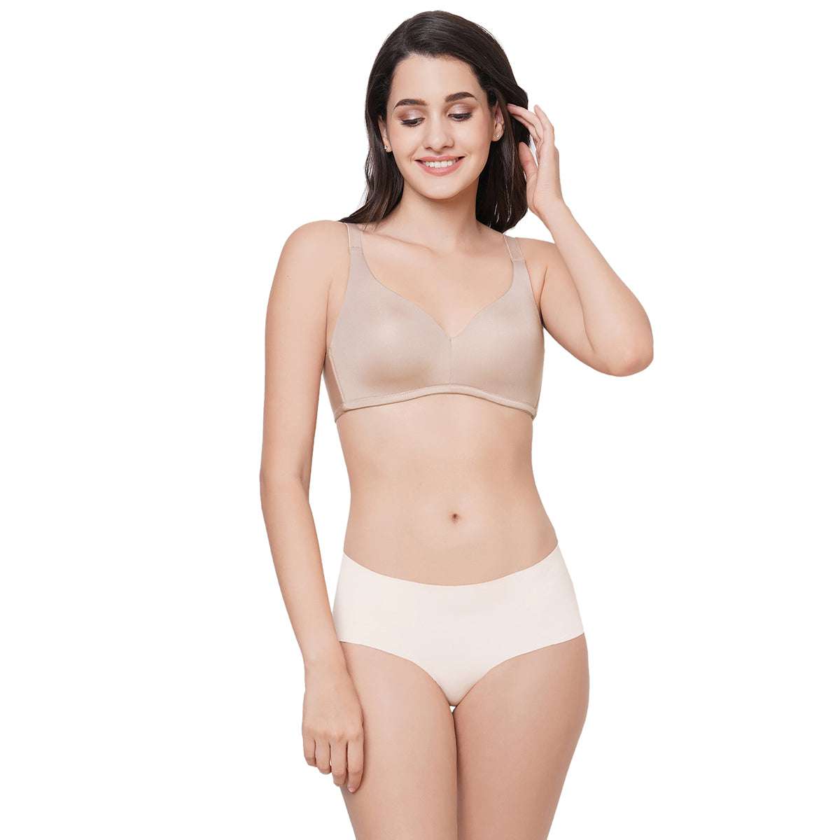 Buy Basic Mold Padded Non Wired Full Coverage Everyday T-Shirt Bras - Beige  Online