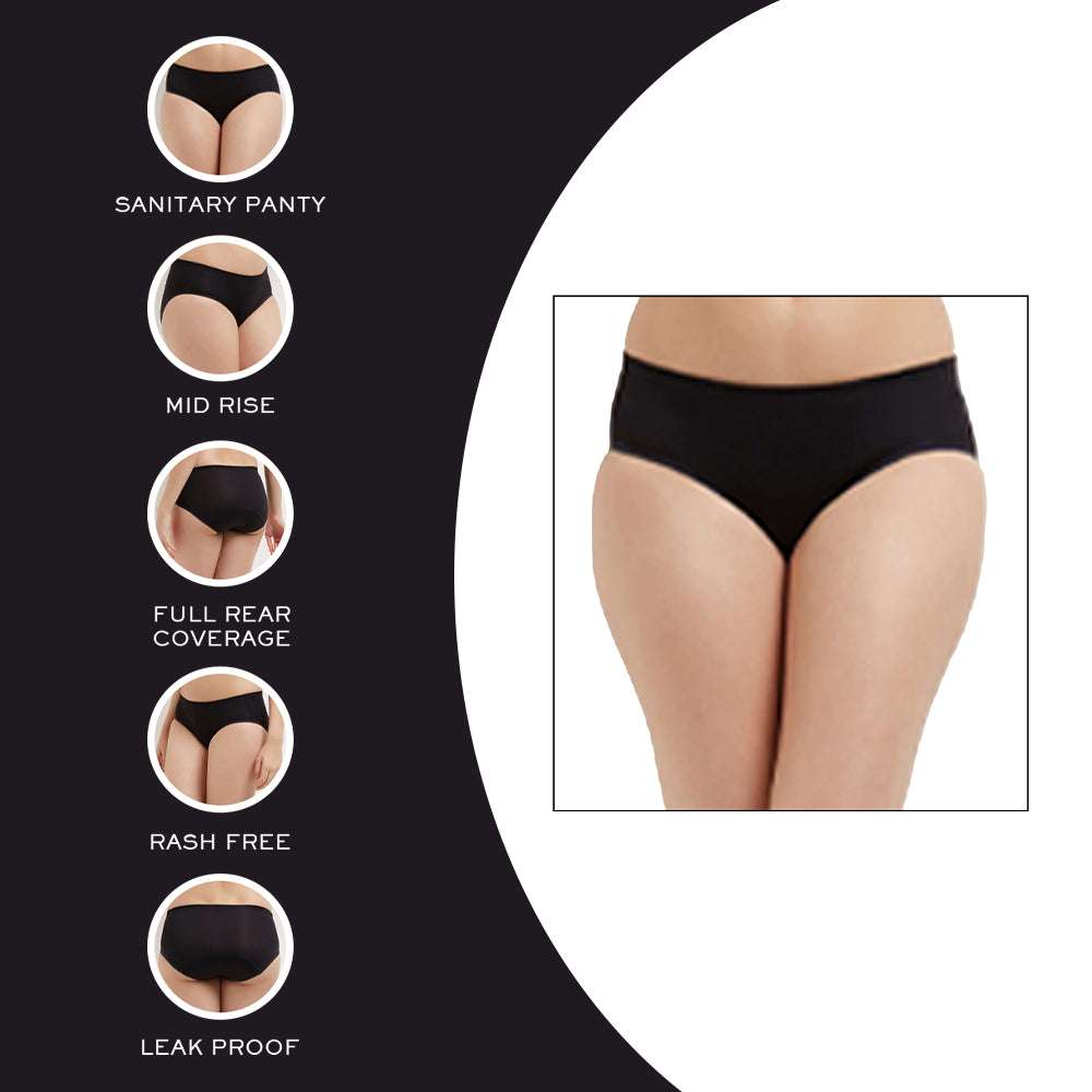 Buy Hygieni Mid Waist Full Coverage Night Period Panty - Nude